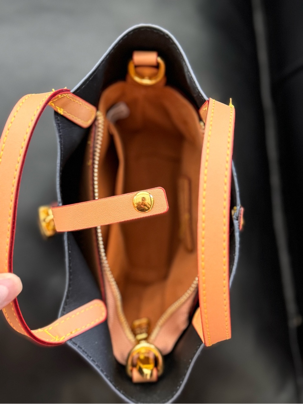 Luxury Inspired Blue Monogram Denim Tote with Tan Trim - Picture 2 of 4